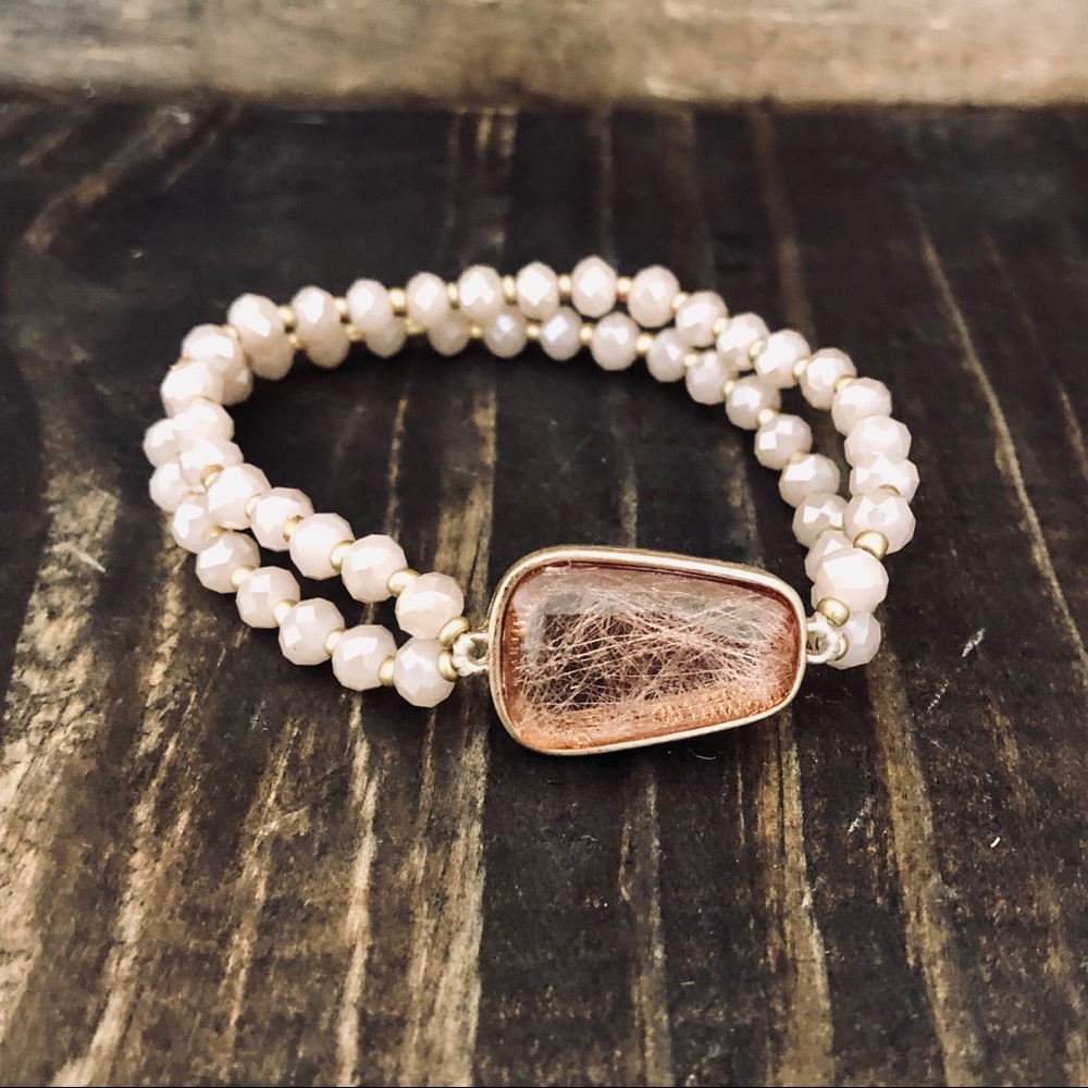 Crystal Beaded Bracelet with accenting Gem